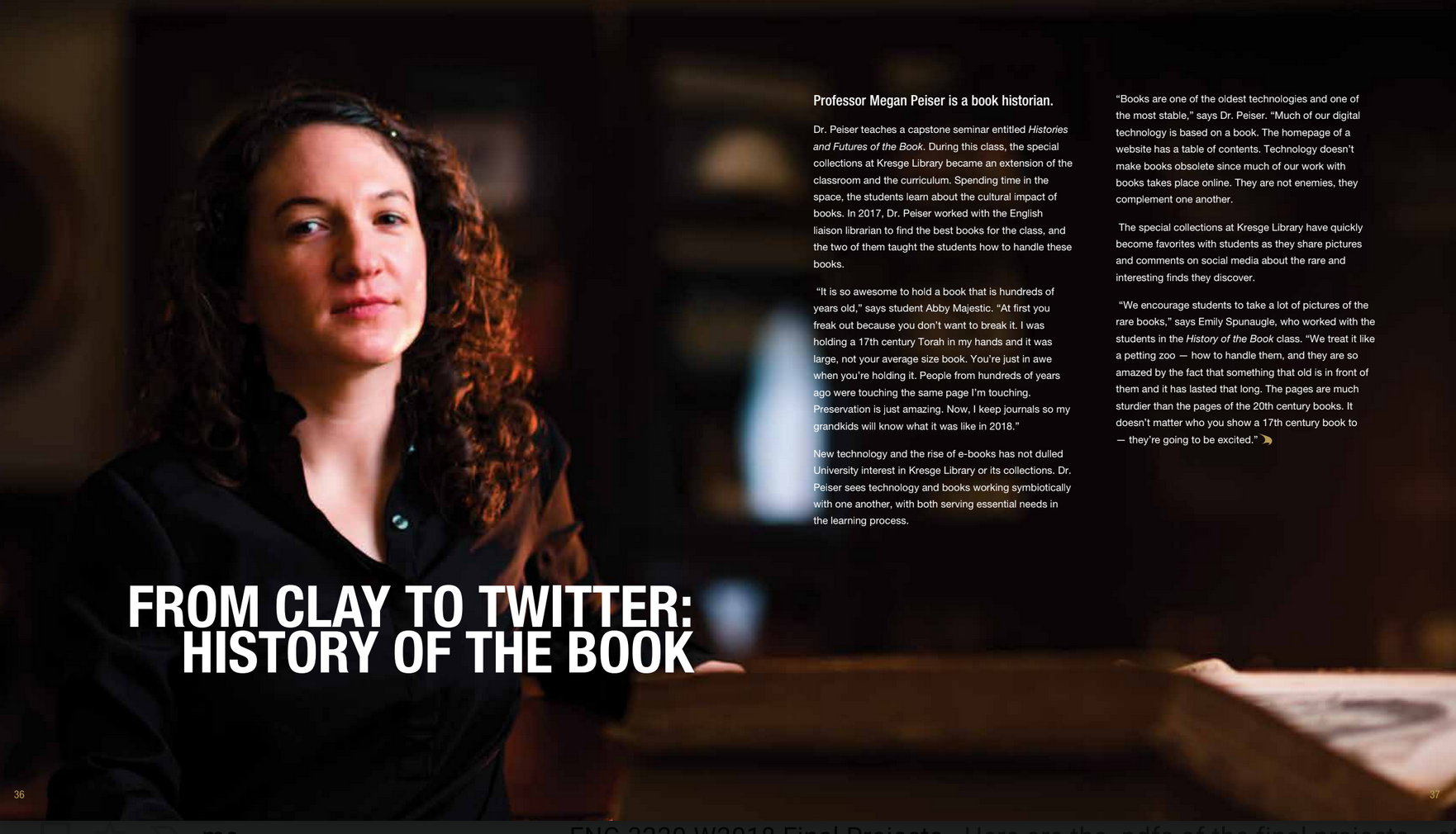 Megan Peiser, Book Histoian